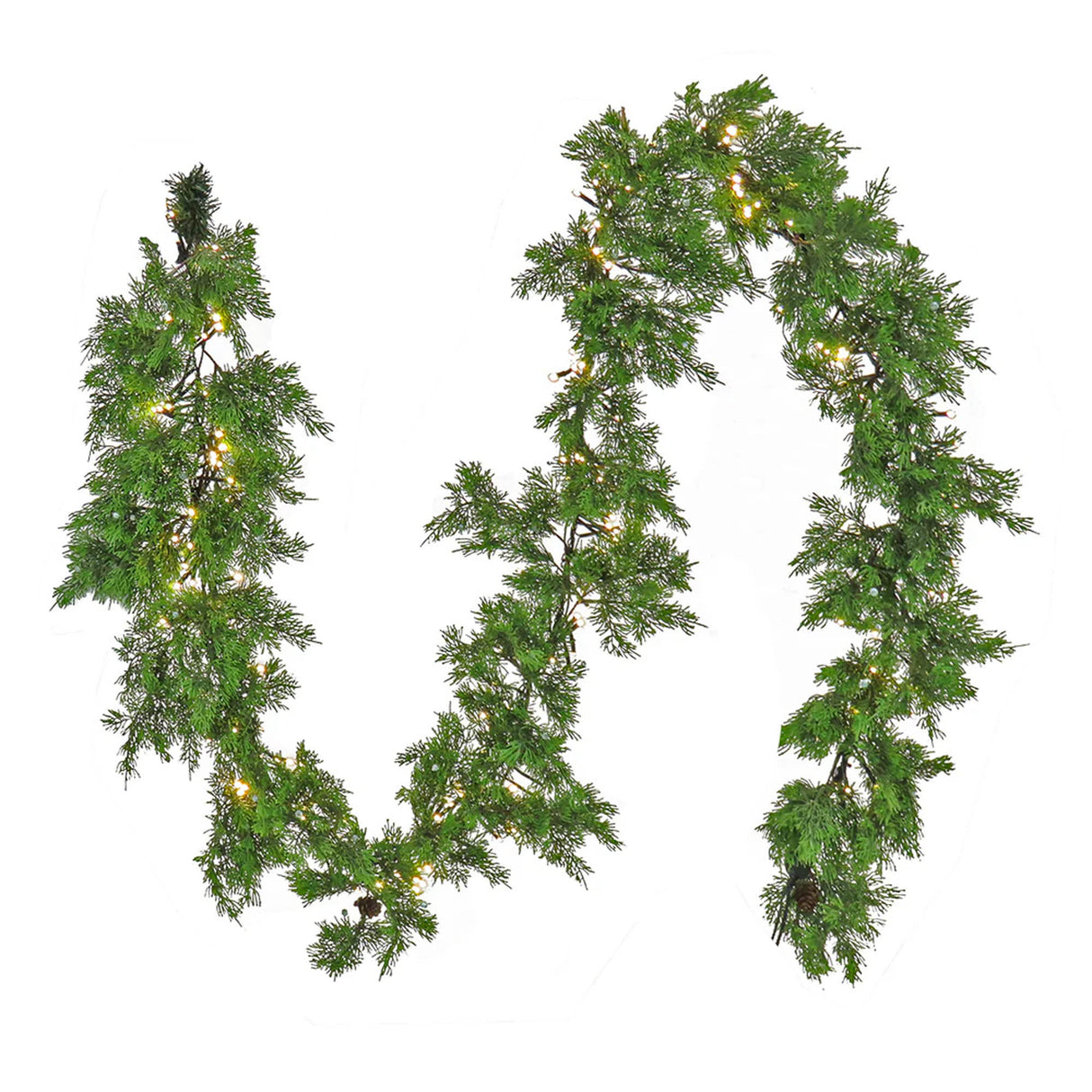 Pre-Lit Cedar Garland with Warm White LED Lights, 9 Foot (Plug-In)