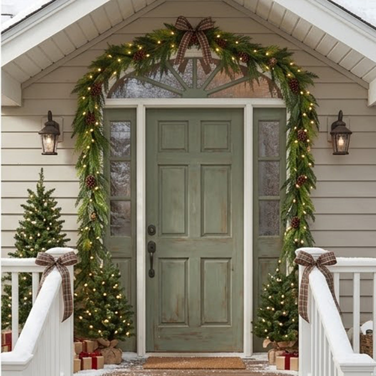 Christmas Cottage Garland, 5 Foot Decorative Holiday Garland