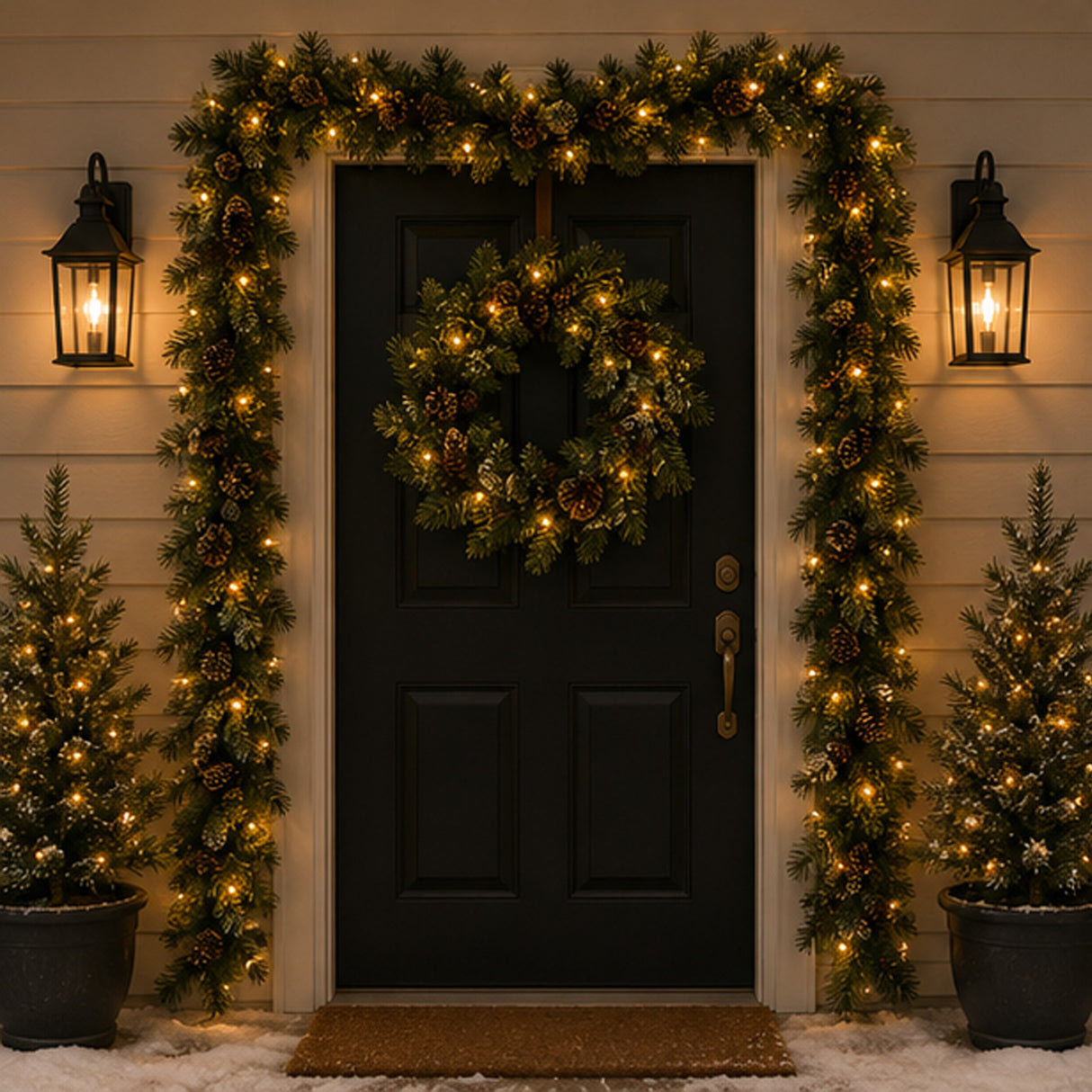 Pre-Lit Carolina Pine Garland with Warm White LED Lights, 9 Foot