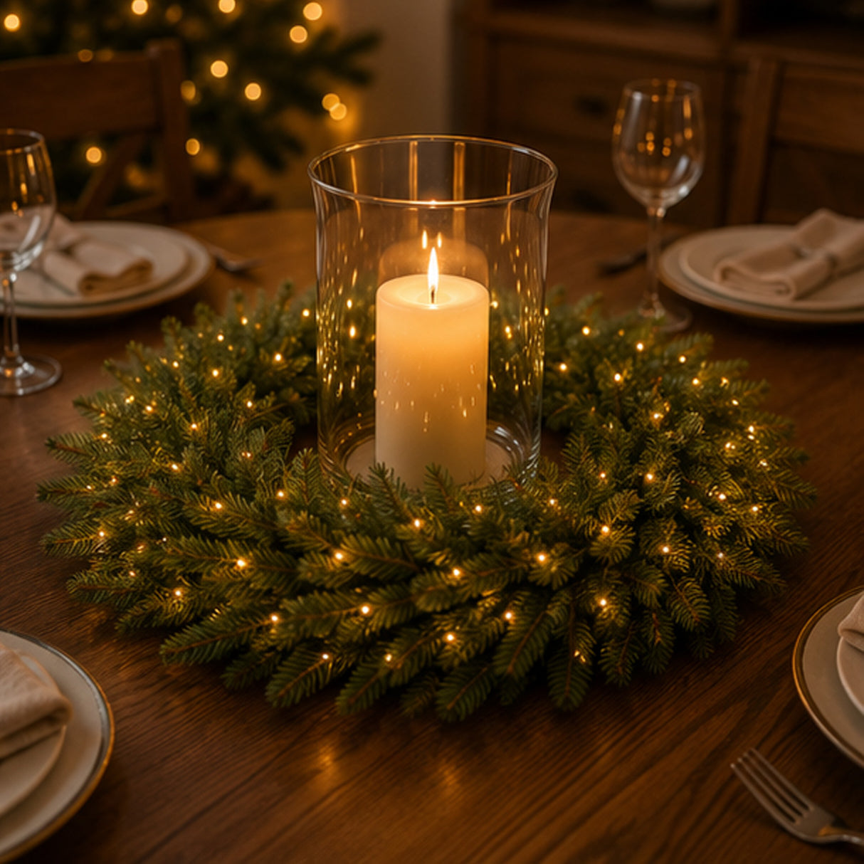 Pre-Lit Norwood Fir Wreath with Clear Lights, 36 Inch (Plug-In)