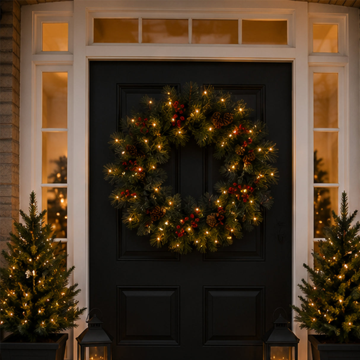 Pre-Lit Crestwood Spruce Wreath with Twinkly Smart LED Lights, 24 Inch
