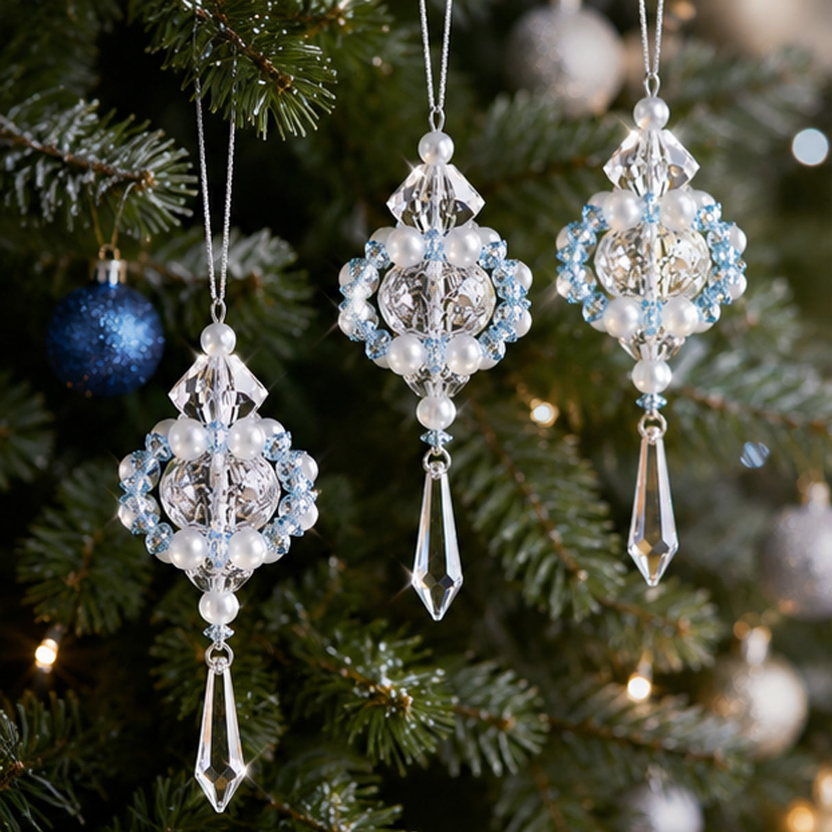 Beaded Winter Elegance Snowflake Ornament Craft Kit Makes 6