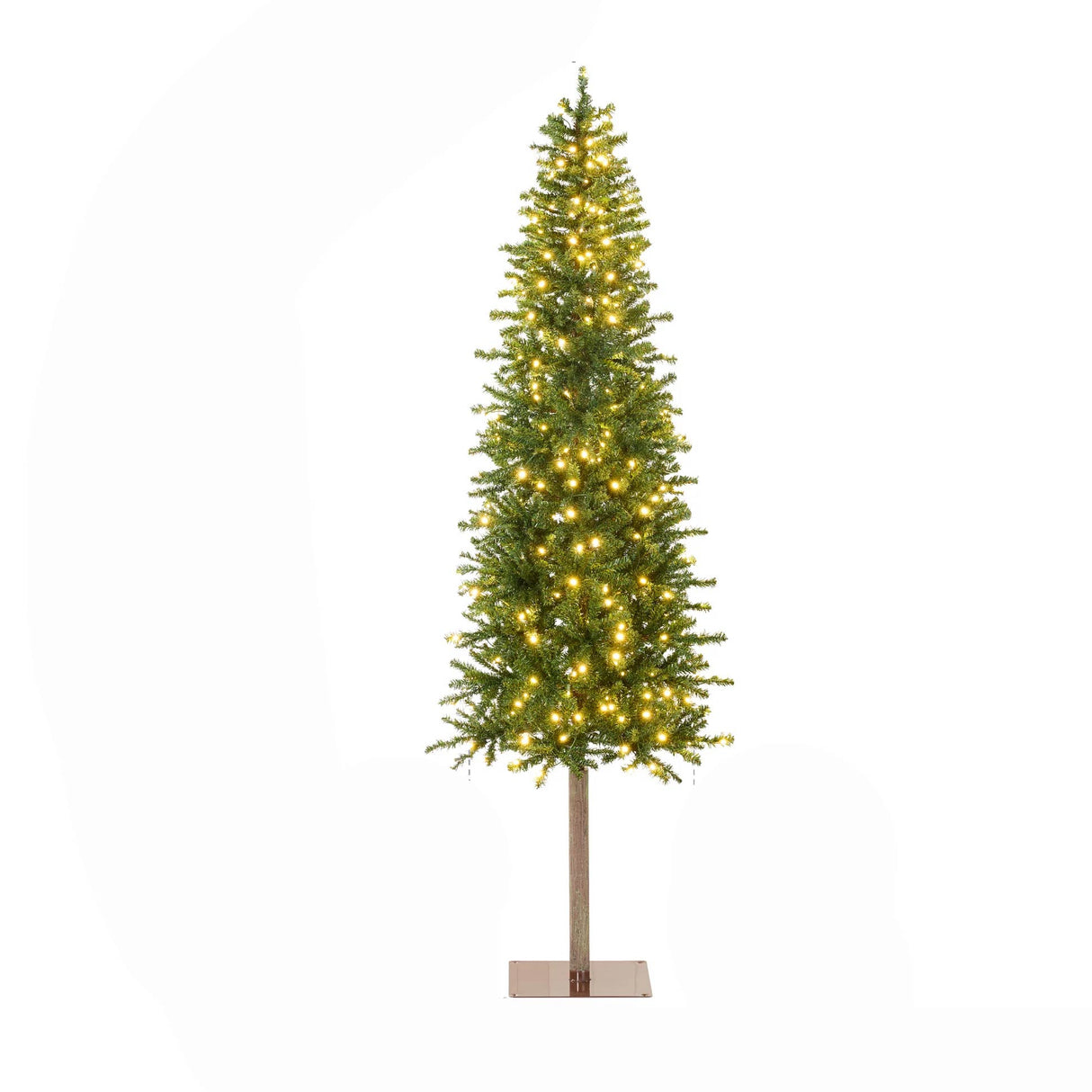 Pre Lit Artificial Alpine Slim Pencil Christmas Tree with LED Lights Stand