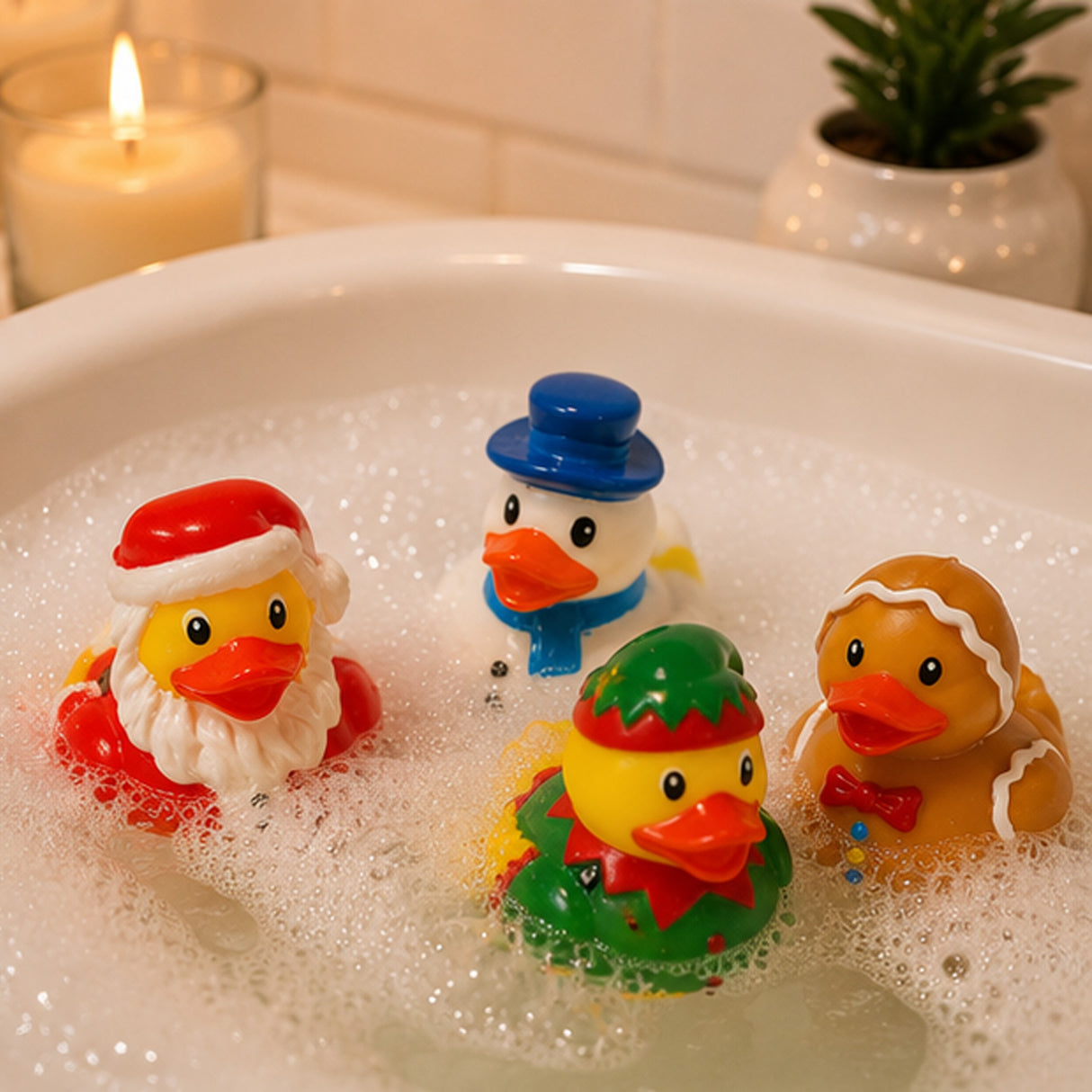 Holiday Rubber Ducks Assorted Christmas Toys 12 Pc