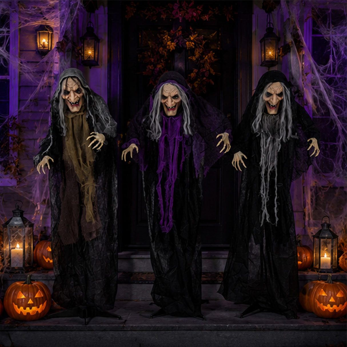 3.6 Ft Halloween Creepy Old Witches Yard Decoration Set – 3 Pc.