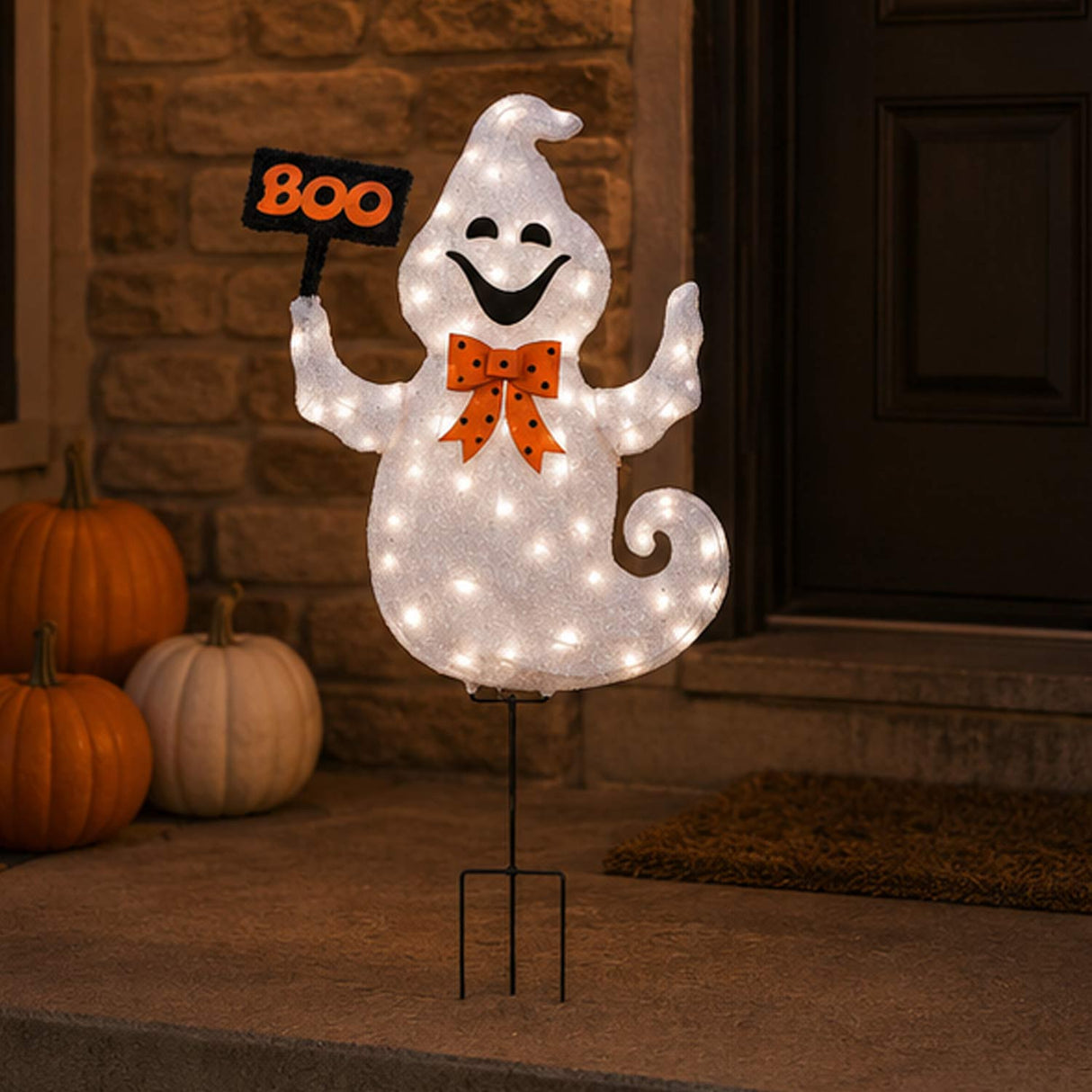 Halloween Pre-Lit BOO Ghost Lawn Decoration with LED Lights