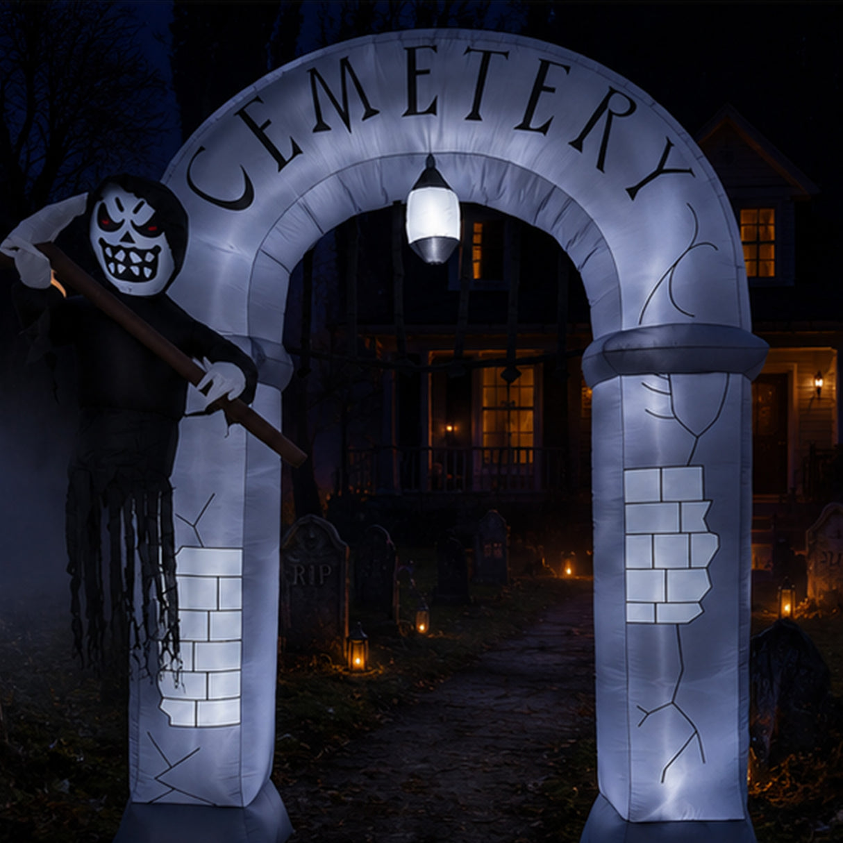 12 ft. Halloween Ghost Arch Inflatable Decoration with LED Lights, Plug-In