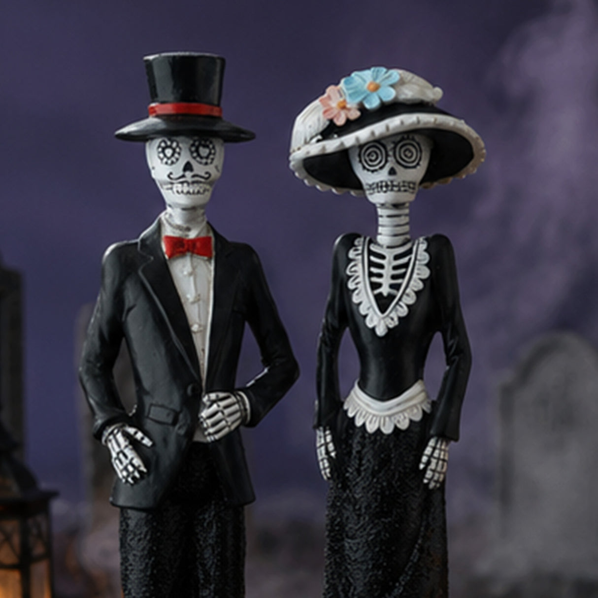 13 in. Halloween Skeleton Couple in Formal Attire Decoration