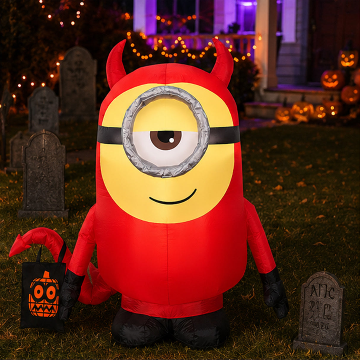 42 in Minion Devil Costume Inflatable Halloween LED Decoration Plug In