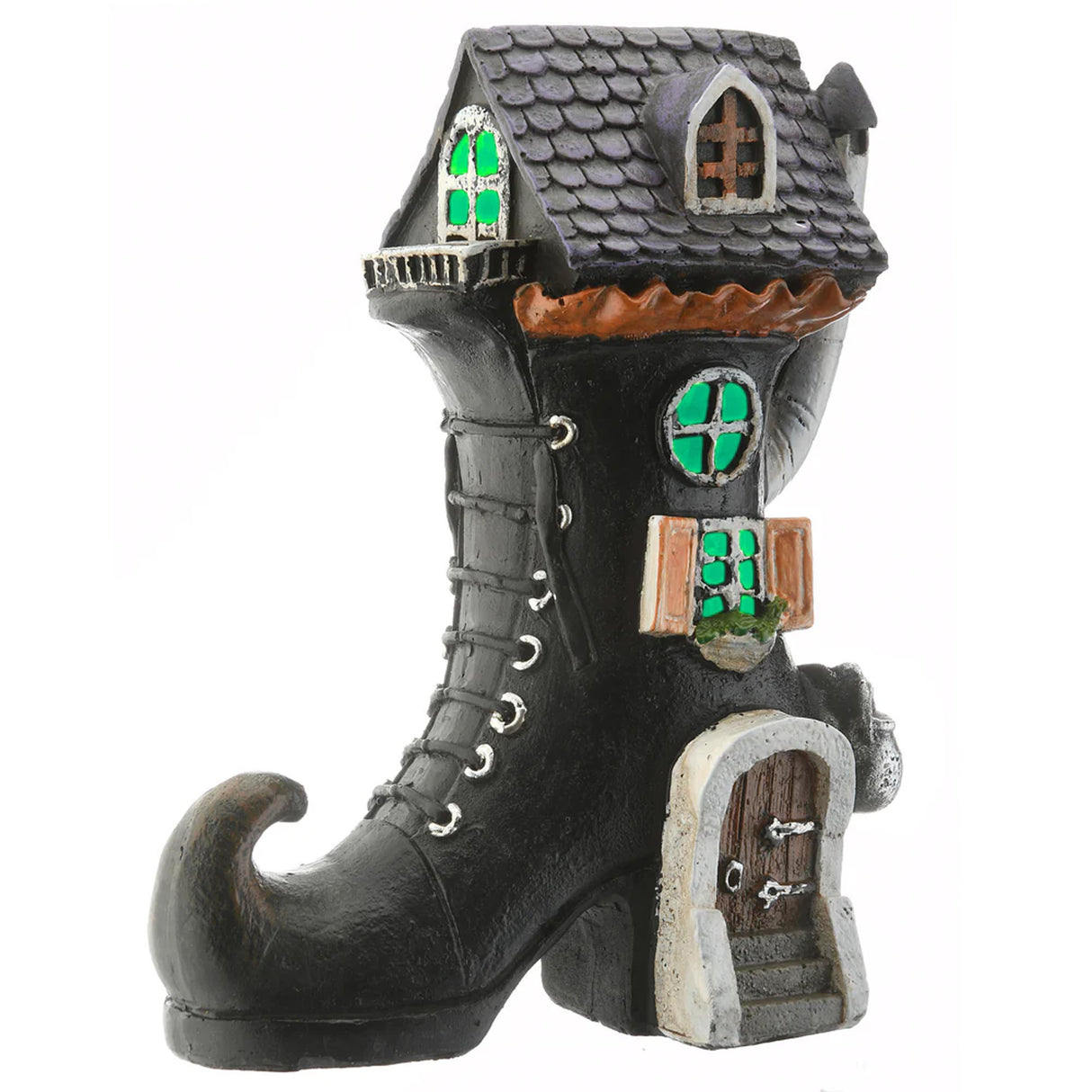 6IN Pre-Lit Haunted Boot House Halloween LED Decor