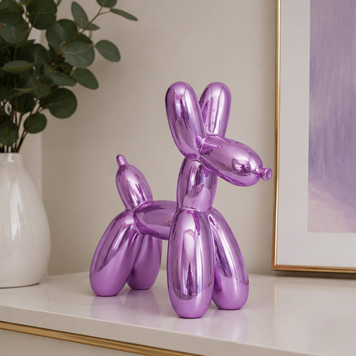11IN Purple Balloon Dog Figurine Halloween Table Decor