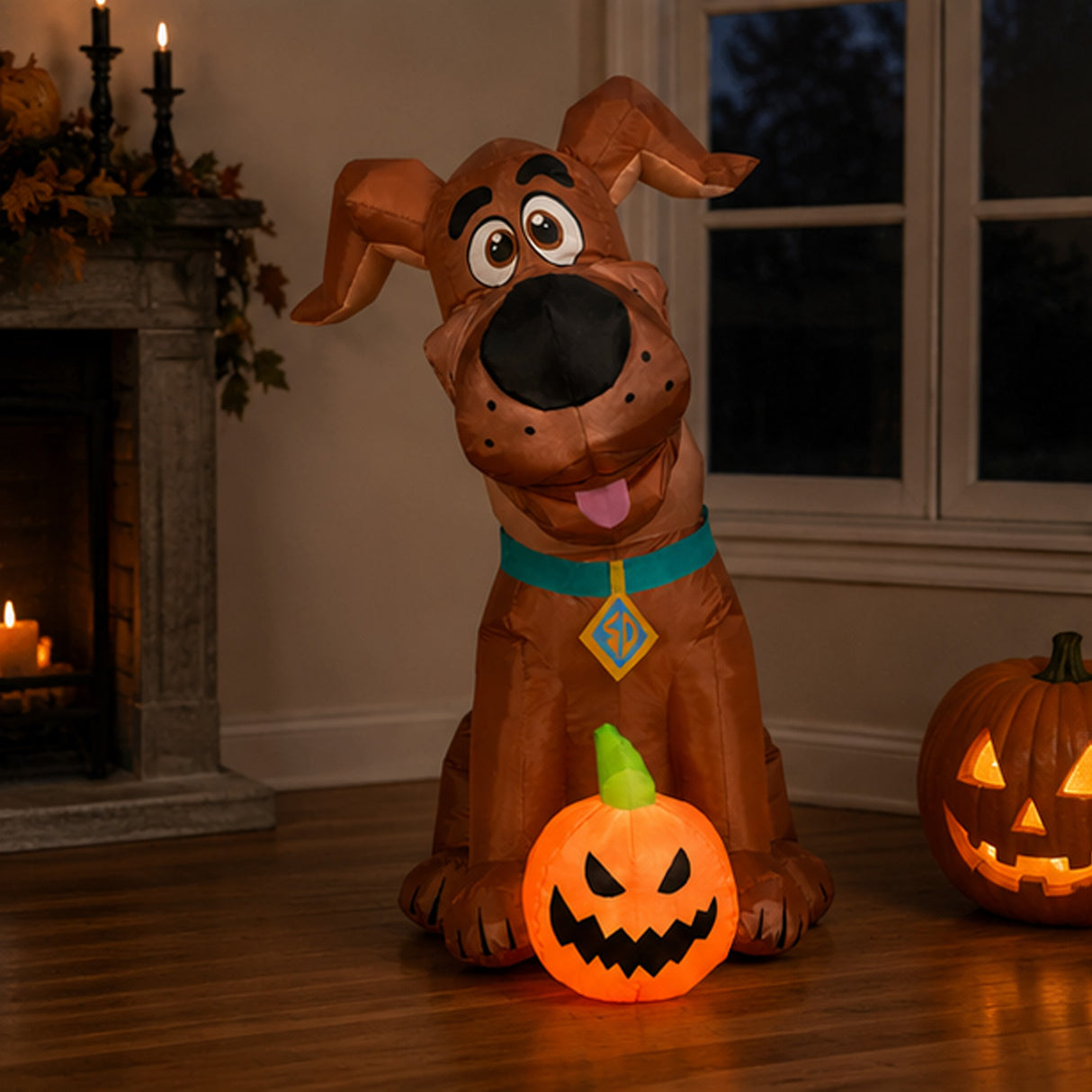 42IN Scooby-Doo Inflatable Halloween Decoration with Pumpkin & LED Lights
