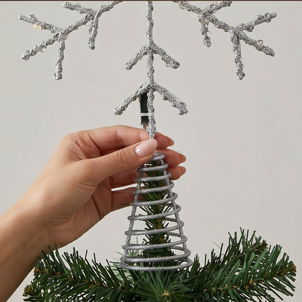 14.5IN Snowflake Tree Topper with Dual Color Lights