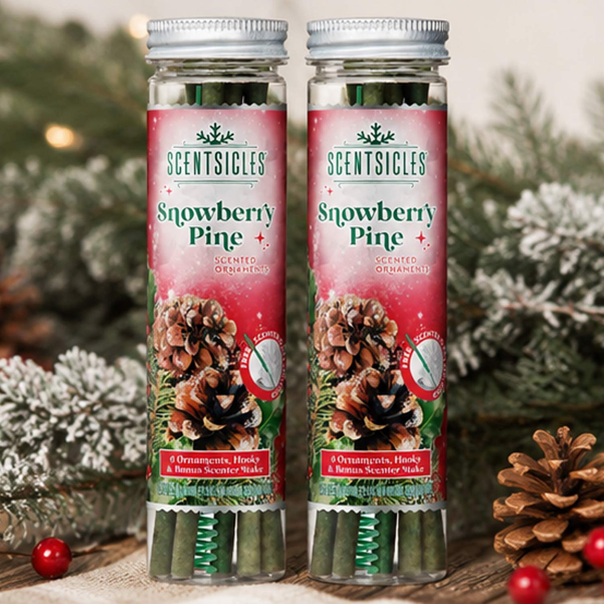 Scentsicles Snowberry Pine Scented Ornament Sticks 2 Pack