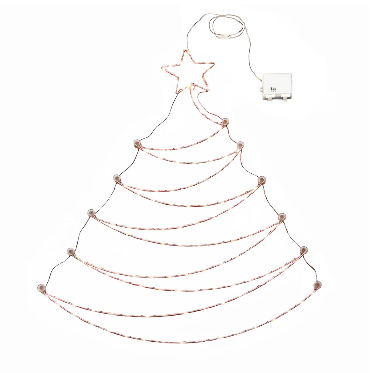 37IN Pre-Lit Hanging Silver Metal Wire Christmas Tree with Warm White LED Lights & Timer