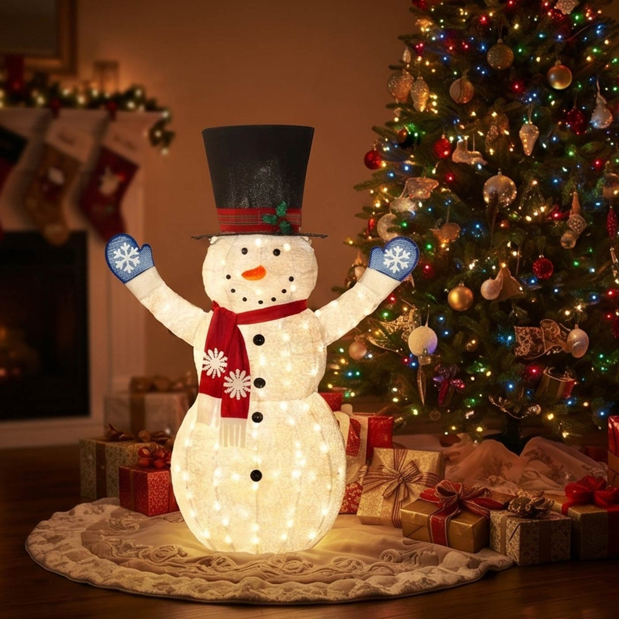 72 in. Snowman Decoration with White LED Lights