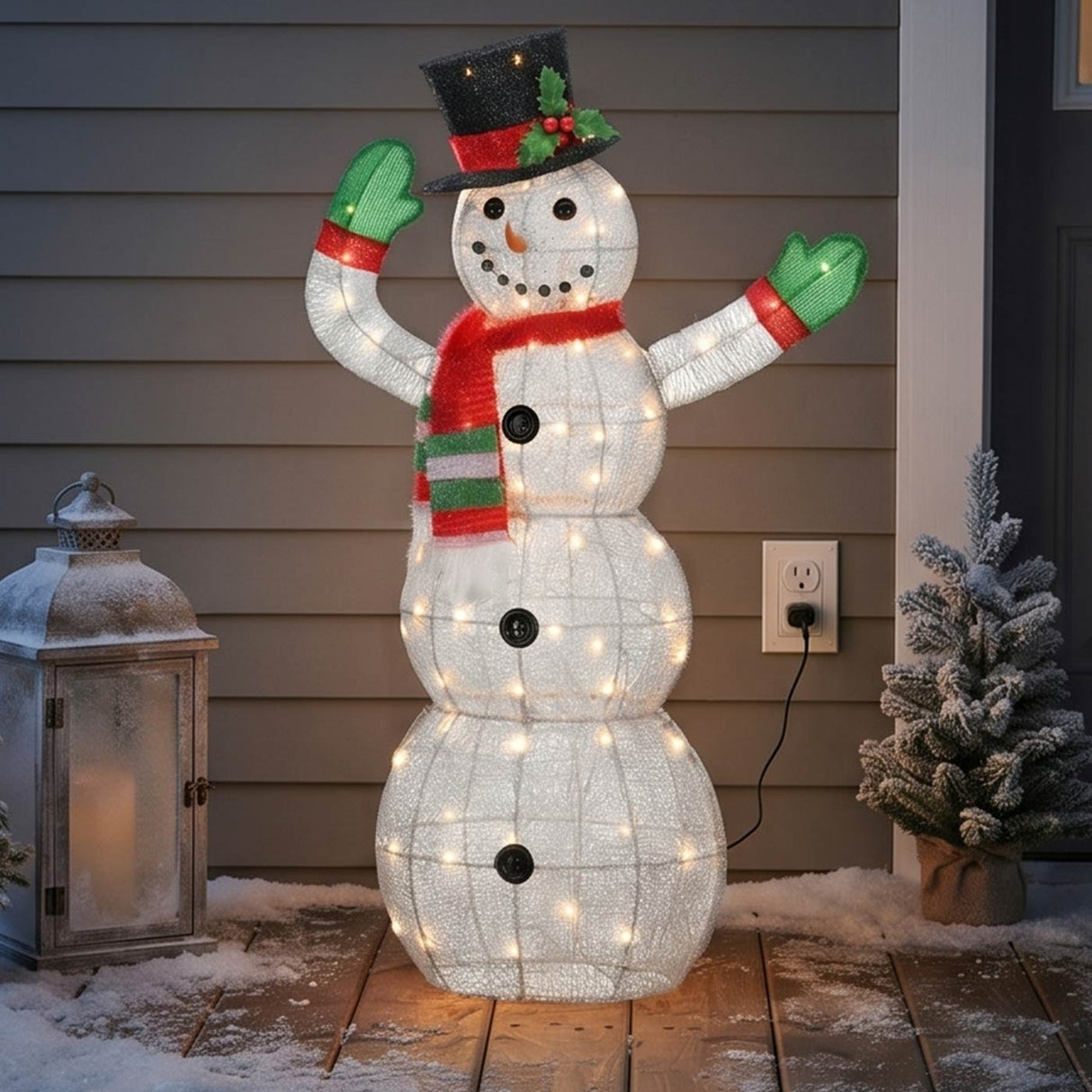 48 in. Snowman Decoration with Clear Lights