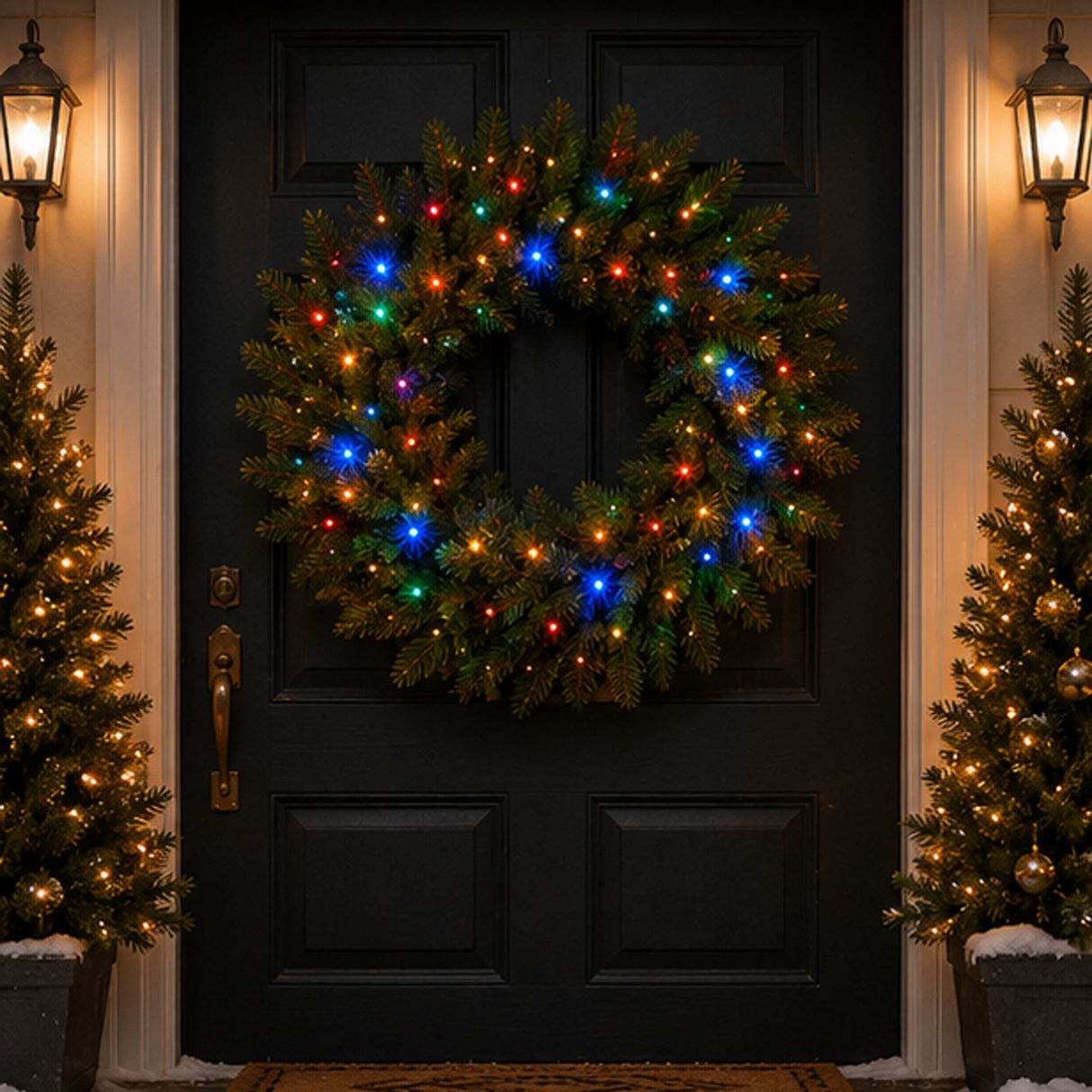 Pre-Lit 24 in. Norwood Fir Christmas Wreath with Multicolor LED Lights
