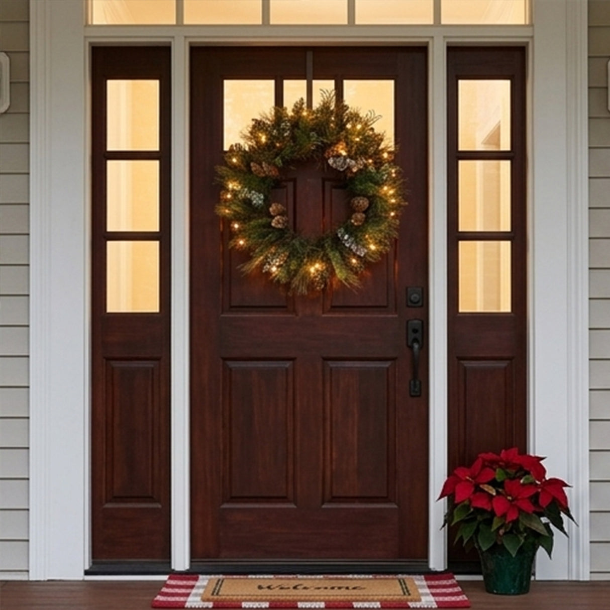 Pre-Lit 30 in. North Conway Christmas Wreath with Warm White LED Lights