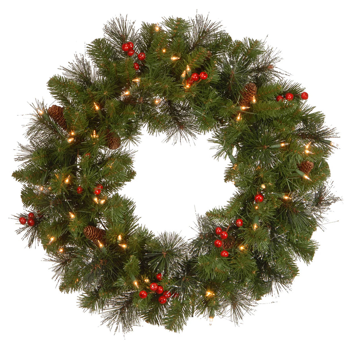 Pre-Lit 24 in. Crestwood Spruce Christmas Wreath with Twinkly Smart LED Lights