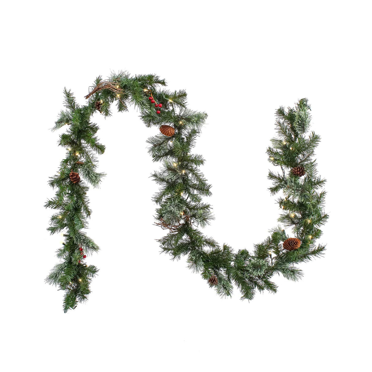 Pre-Lit Glistening Pine Garland with Clear Lights, 9 Foot (Plug-In)