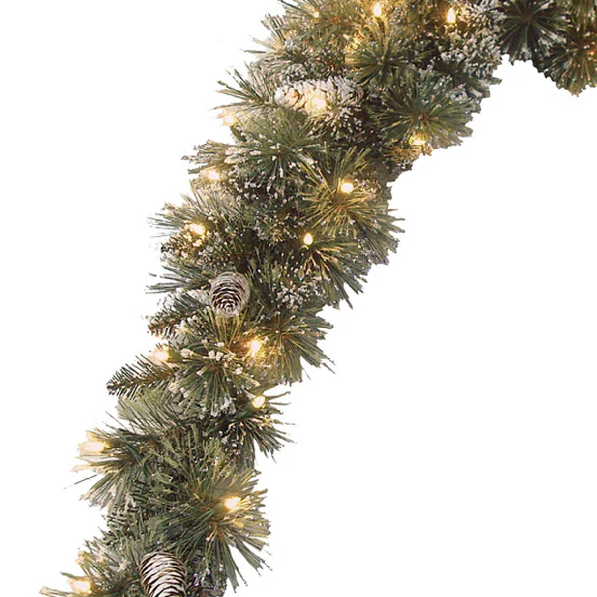 Pre-Lit Glittery Bristle Pine Mantel Swag with Clear Lights, 6 Foot