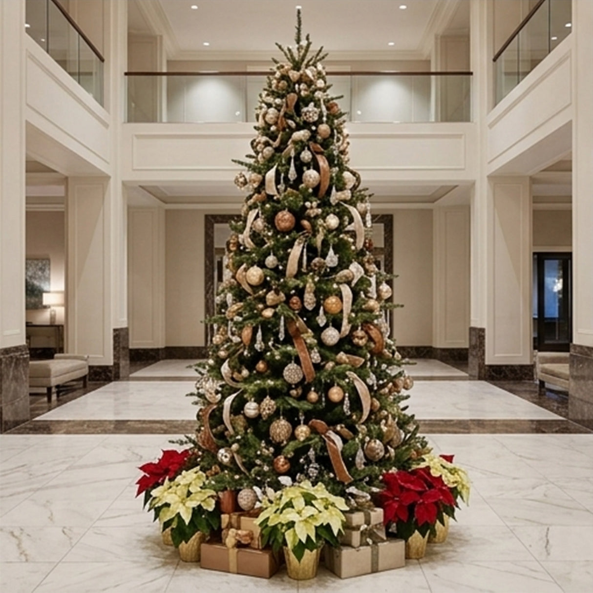 9ft Pre-Lit Lark Pine Medium Christmas Tree with Warm White LED Rice Lights