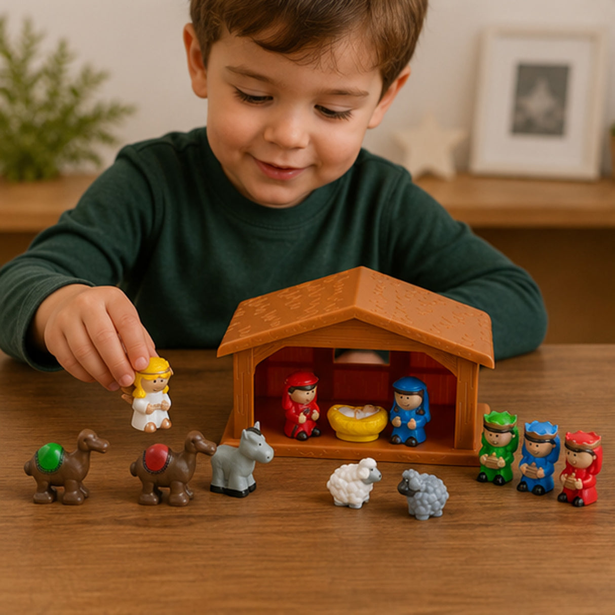 Mini Plastic Nativity Stable Toy Playset 13 Pc Christmas Set