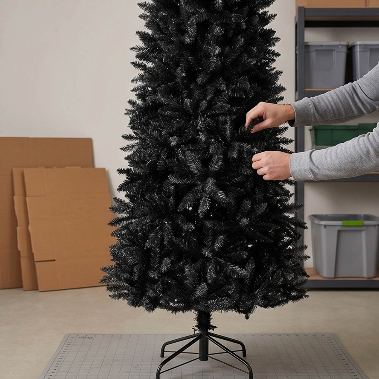 Black Artificial Pencil Christmas Tree Slim Space Saving Design