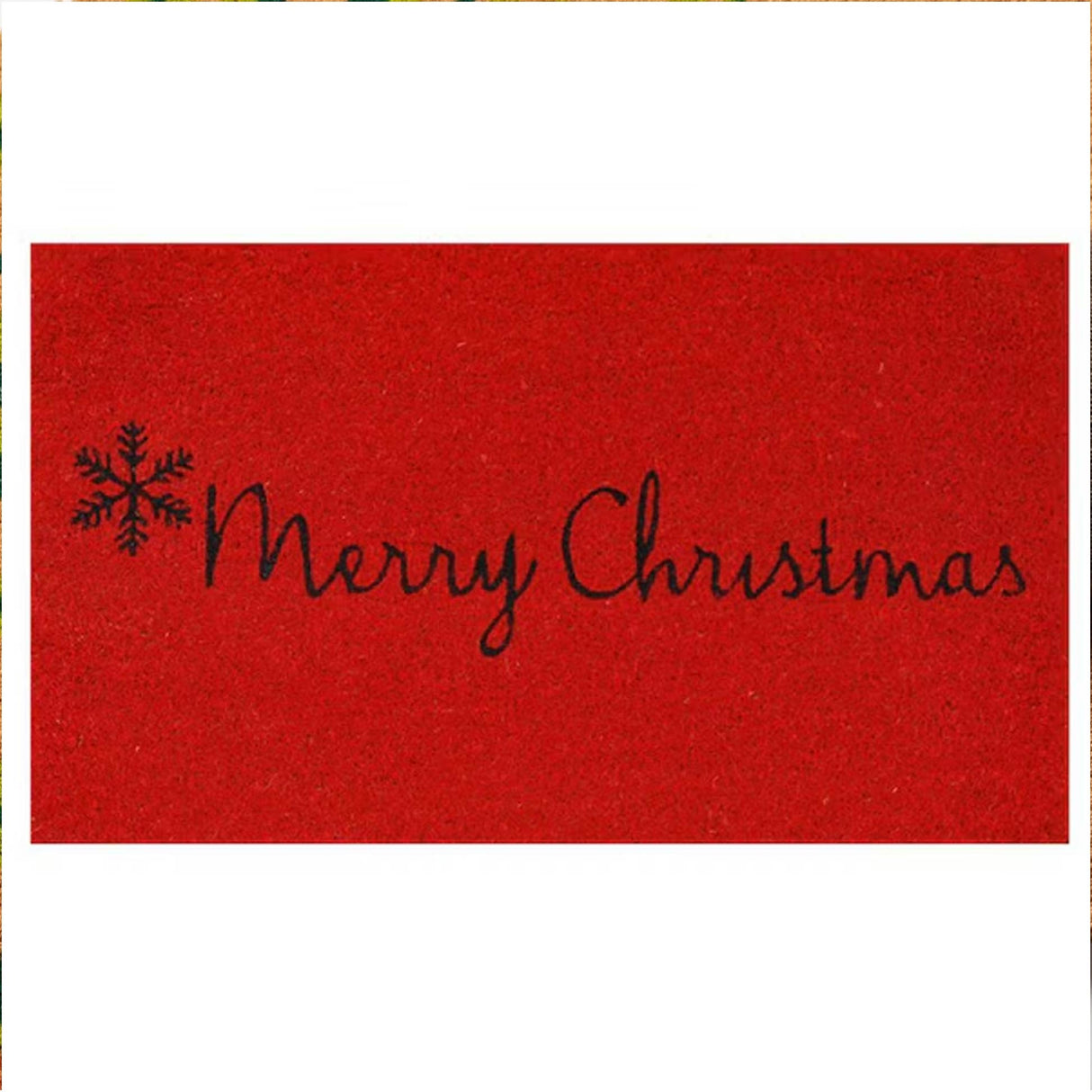 Red Merry Christmas Coir Door Mat 17x29 Inch Holiday Welcome Mat
