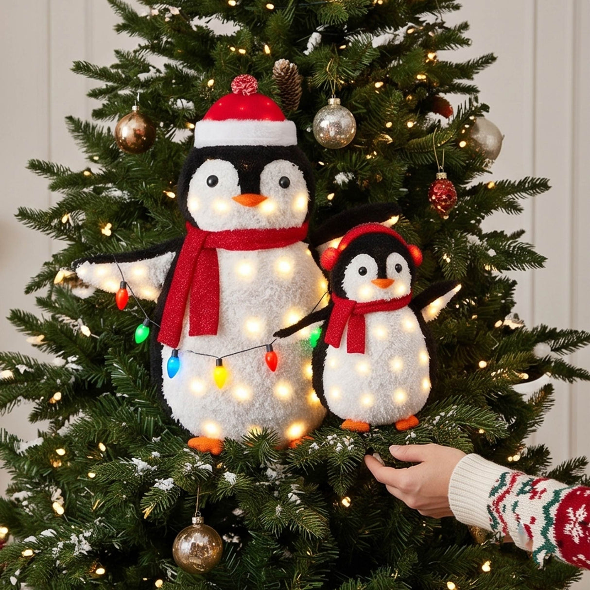 36 Inch LED Penguin Family Christmas Yard Decoration 2 Piece Set