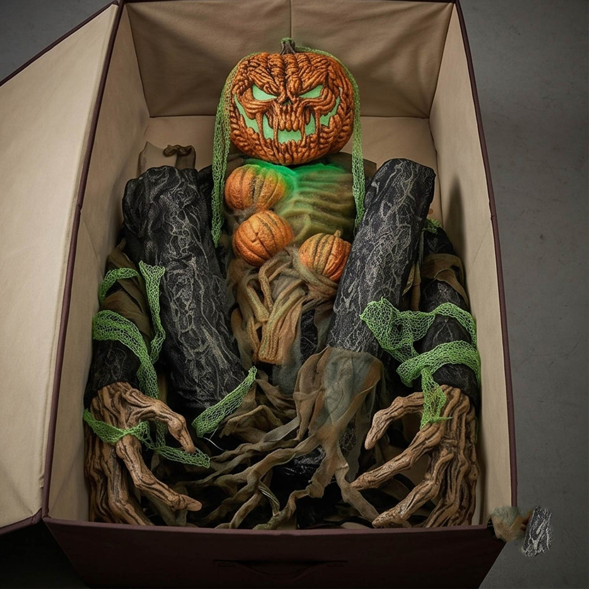 7 Ft Animated Light-Up Root of Evil Jack-O’-Lantern Tree Monster Halloween Decoration