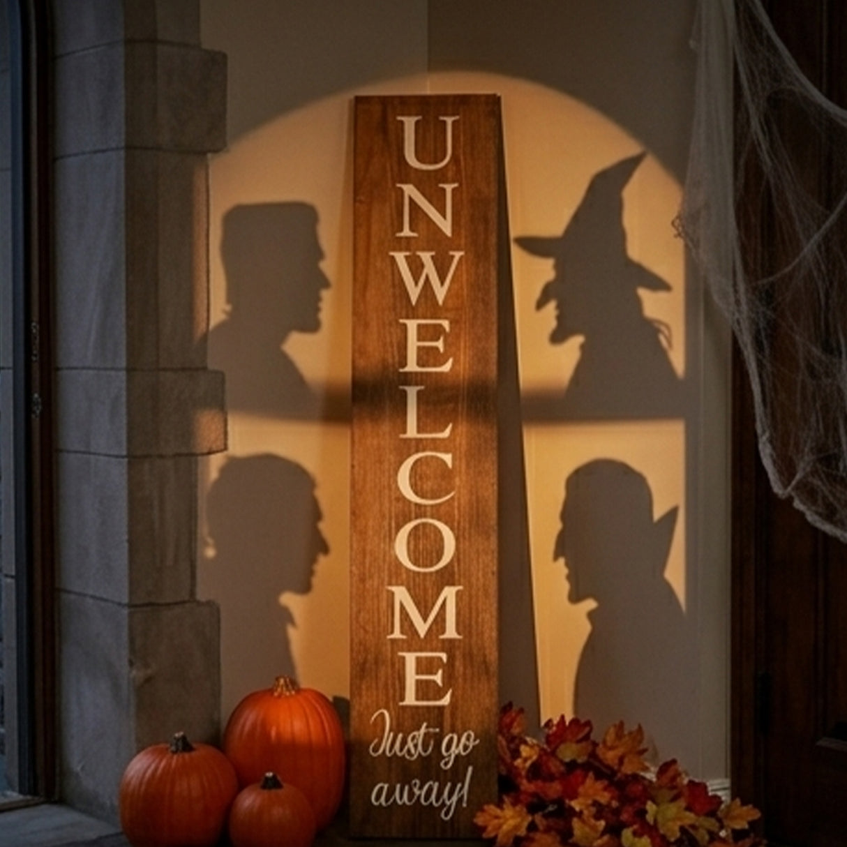 39 in Unwelcome Halloween Wooden Porch Hanging Sign Decor
