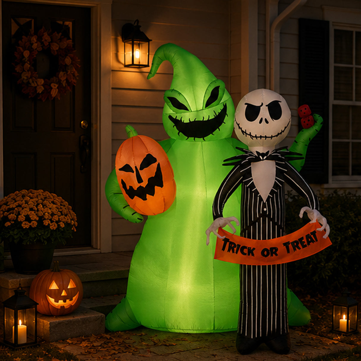 78IN Jack Skellington & Oogie Boogie Inflatable Halloween Decoration