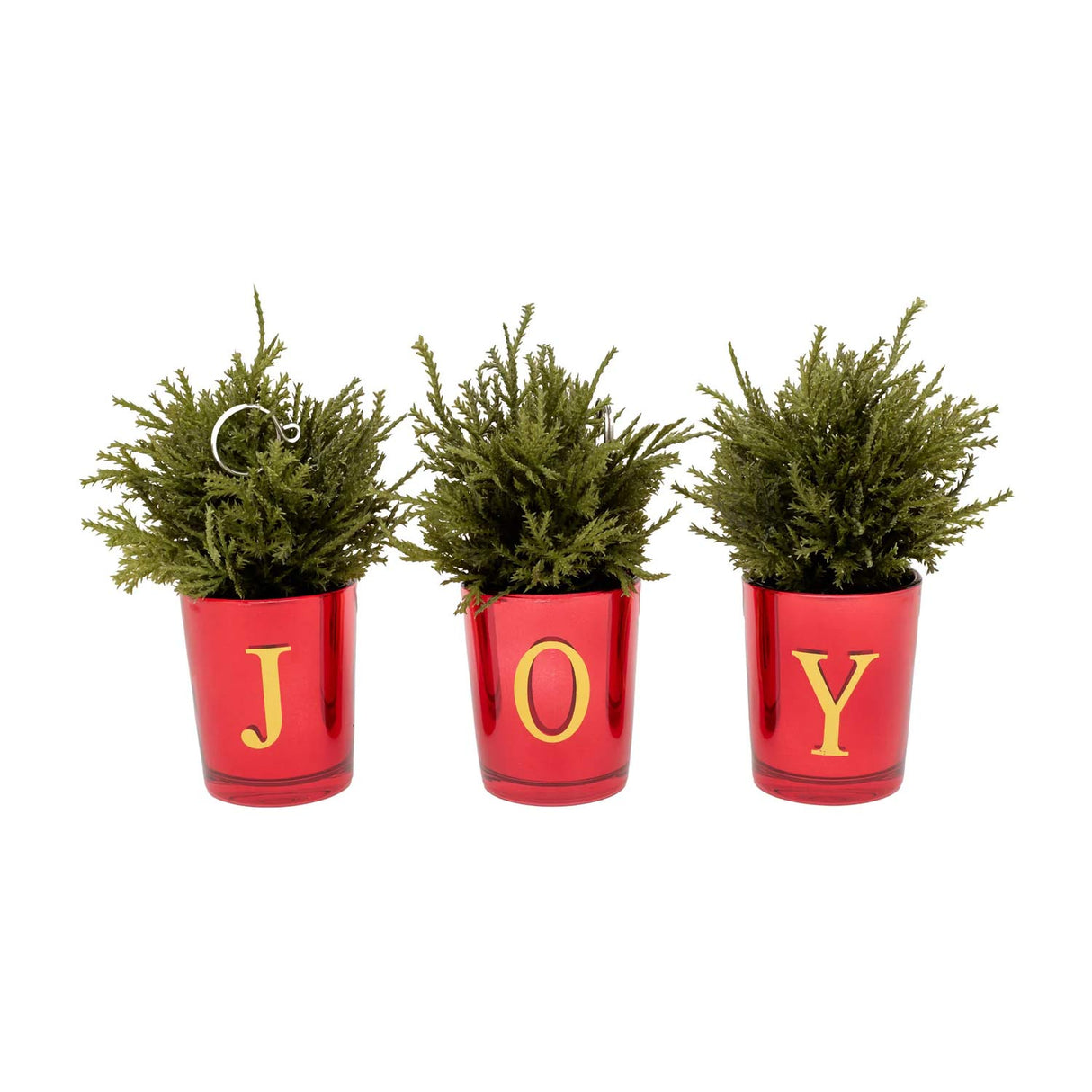 8IN Christmas JOY Tabletop Card Holder Votive Set of 3