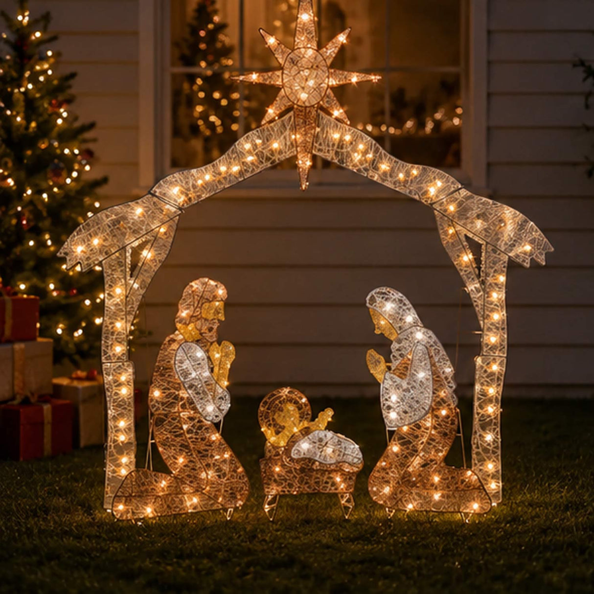 55IN Crystal Splendor Pre-Lit Nativity Set with Clear Lights