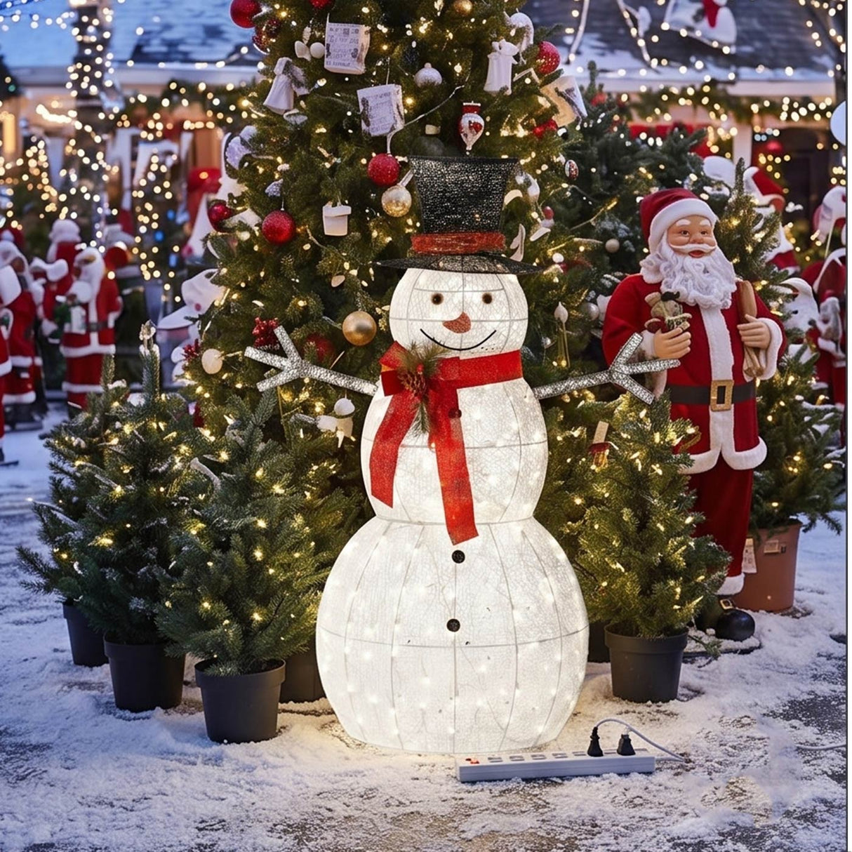 60IN Pre Lit Snowman Decoration with Warm White LED Lights