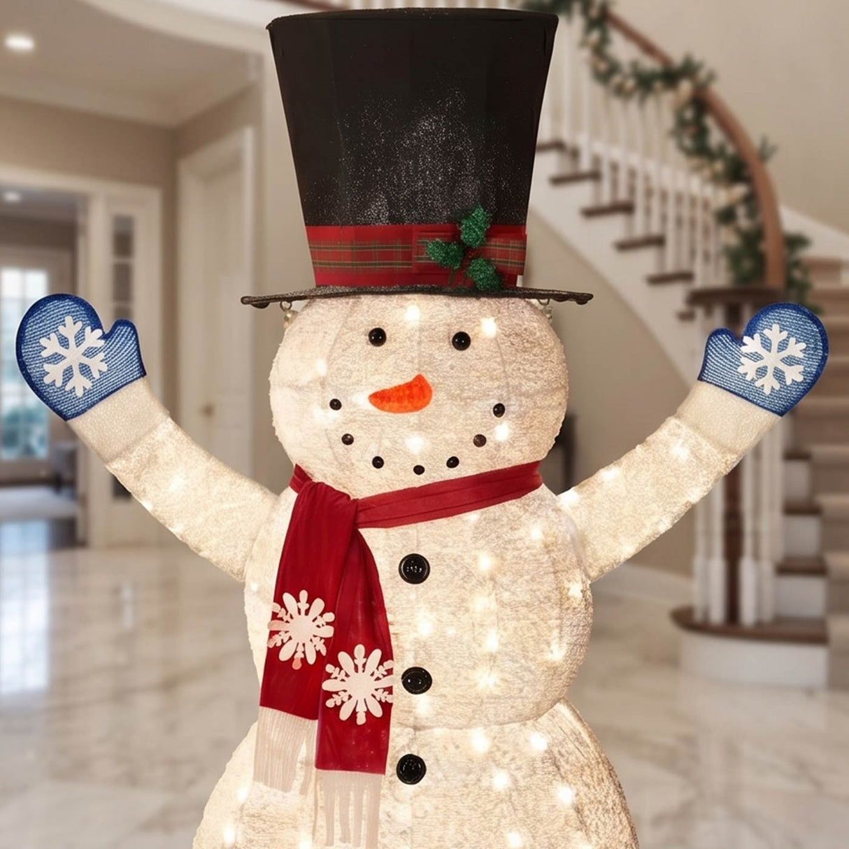 72 in. Snowman Decoration with White LED Lights