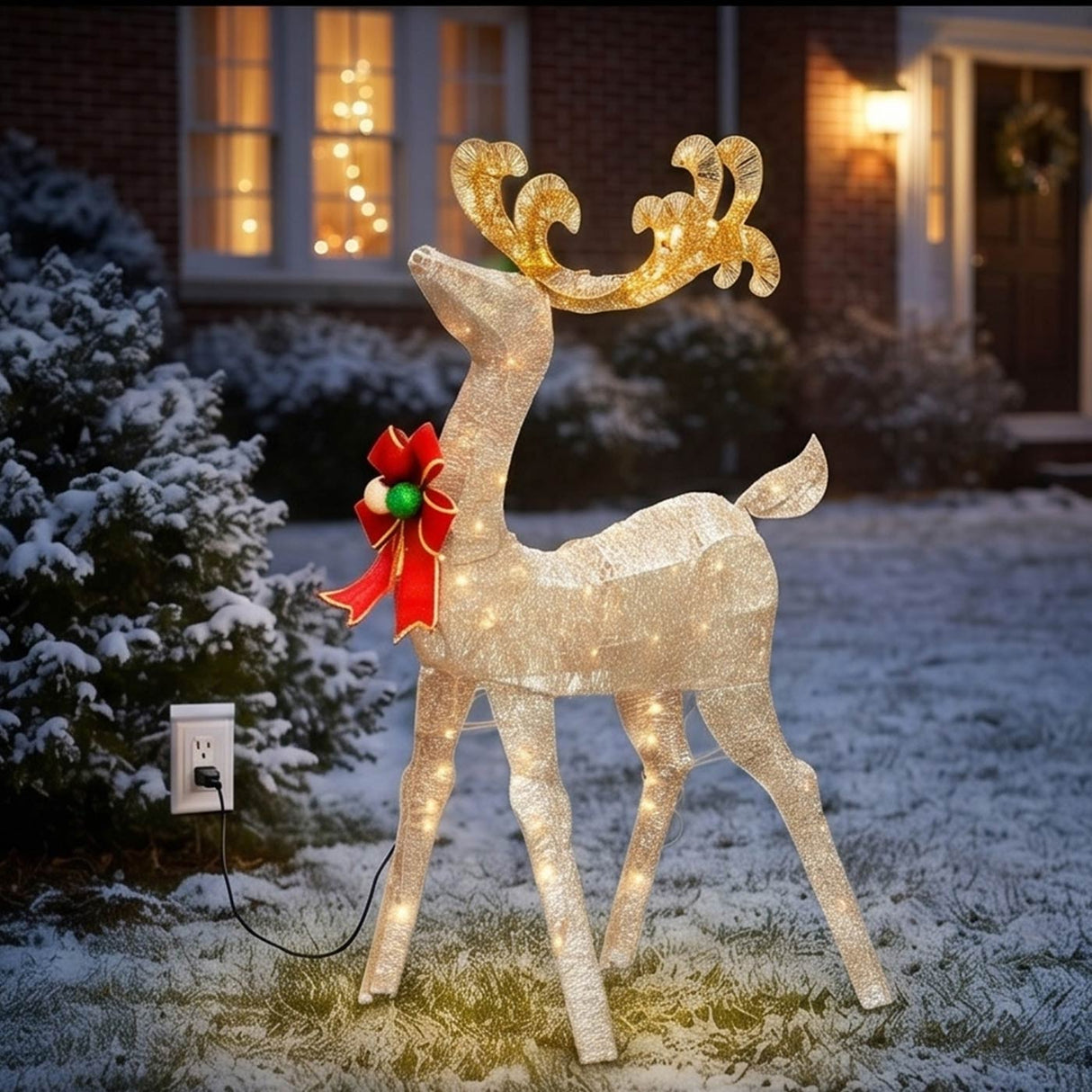 48IN Champagne Reindeer with Warm White LED Lights