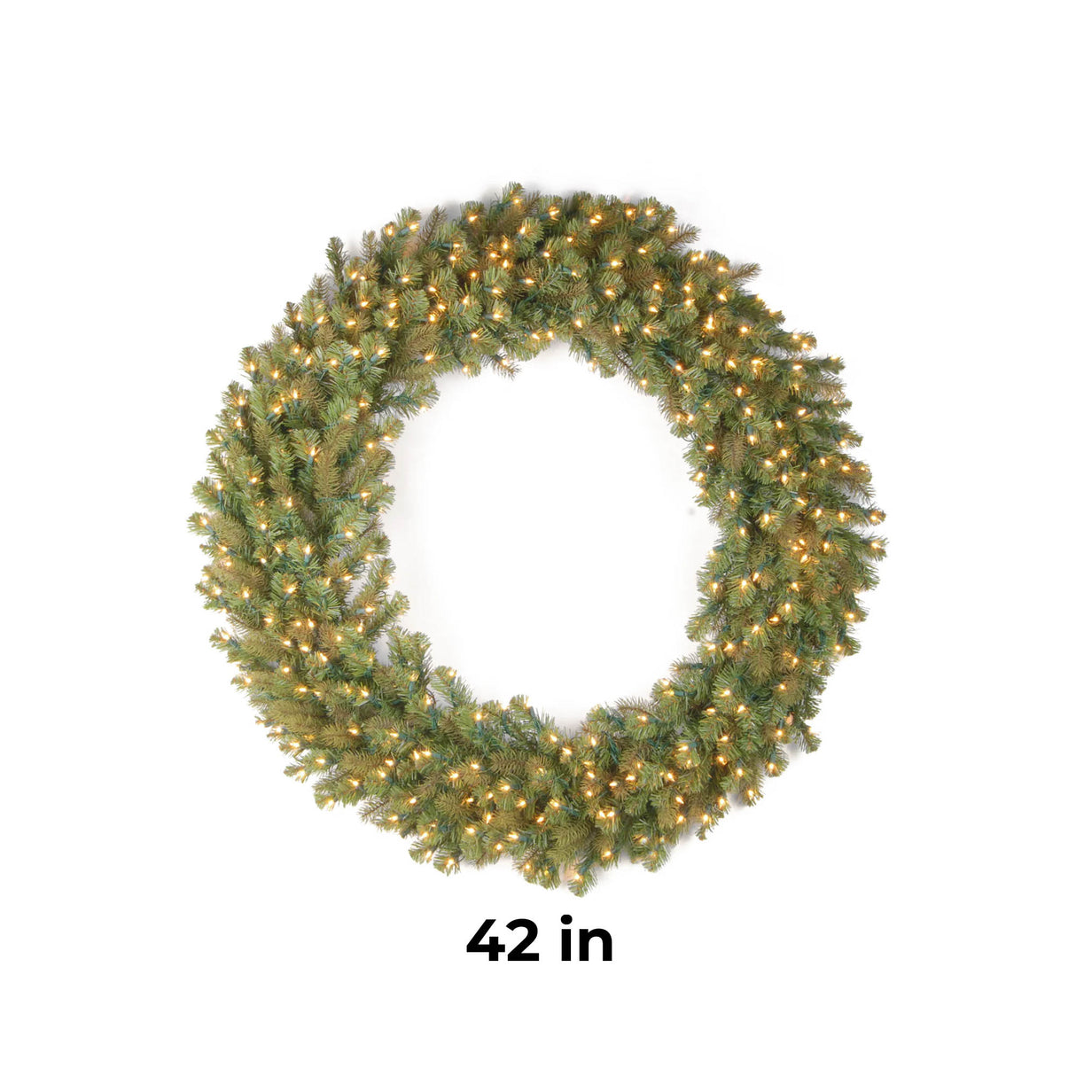 42IN Pre Lit Norwood Fir Wreath with Warm White LED Lights