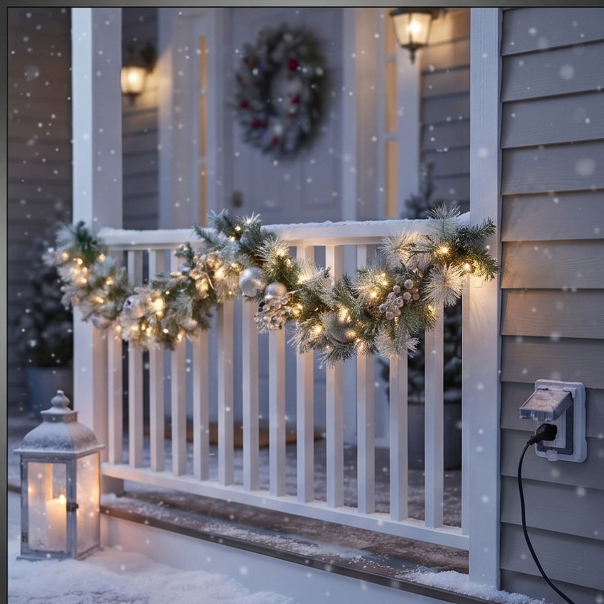 9FT Pre-Lit Glittery Pine Pomegranate Garland with Clear Lights
