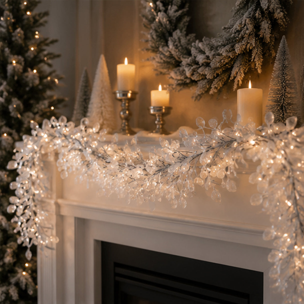 Winter Frost White Garland, 4 Foot Decorative Holiday Garland