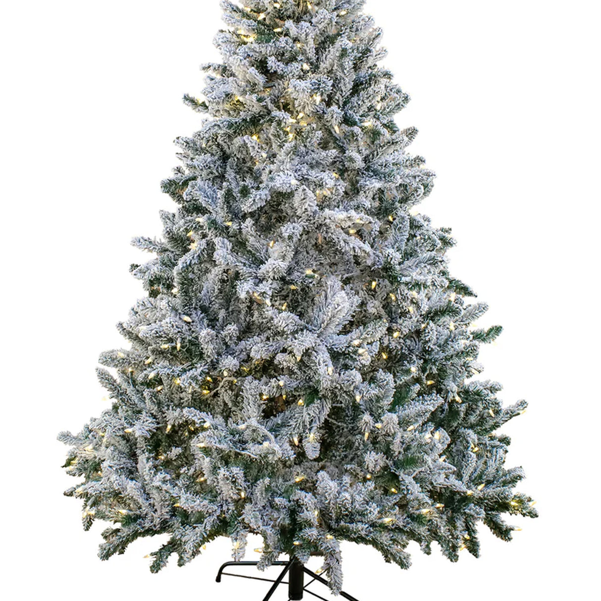 9ft Pre-Lit Snowy Hudson Flocked Christmas Tree with Warm White LED Lights