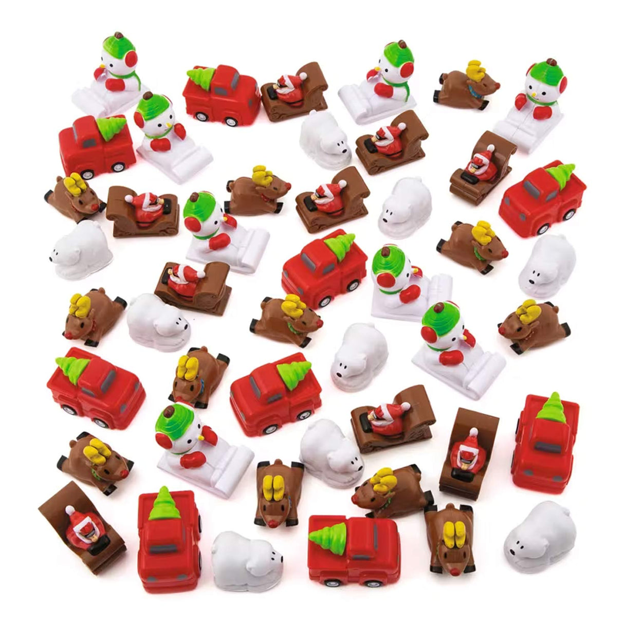 Bulk 50 Pc. 2" Christmas Plastic Pull-Back Toy Assortment – Party Favors