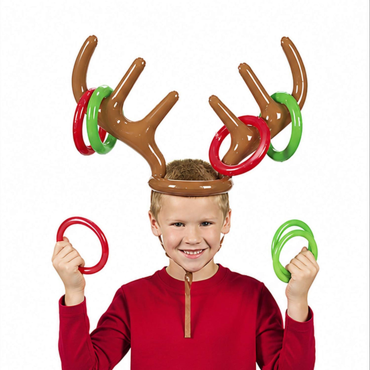 Christmas Inflatable Headwear Ring Toss Games Assortment Kit – 12 Pc Party Set