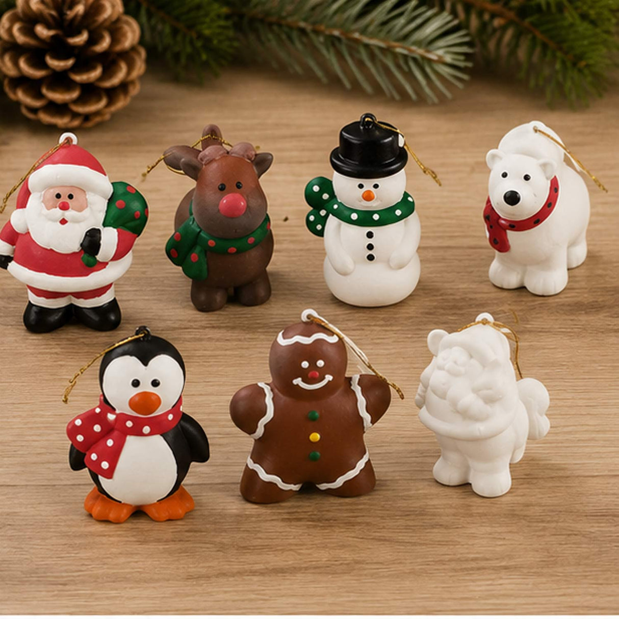 DIY Ceramic Holiday Character Christmas Ornaments 3 Inch 12 Pc