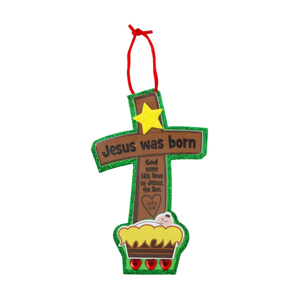 Jesus Was Born Christmas Ornament Craft Kit 12 Pc DIY Foam