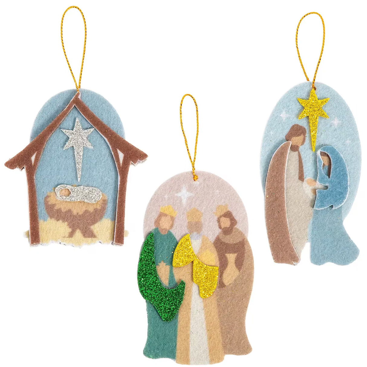 Simple Blessings Nativity Felt Christmas Ornaments 4.5 Inch 12 Pc