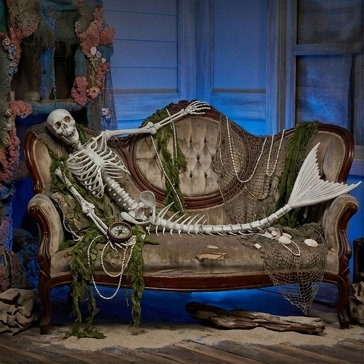 6 Ft. Life-Size Mermaid Skeleton Plastic Halloween Decoration
