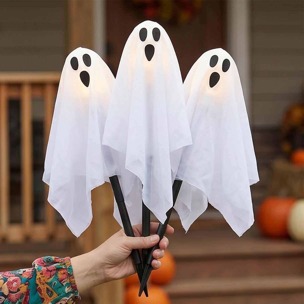 20" LED Ghost Yard Stakes – 3 Pc Set